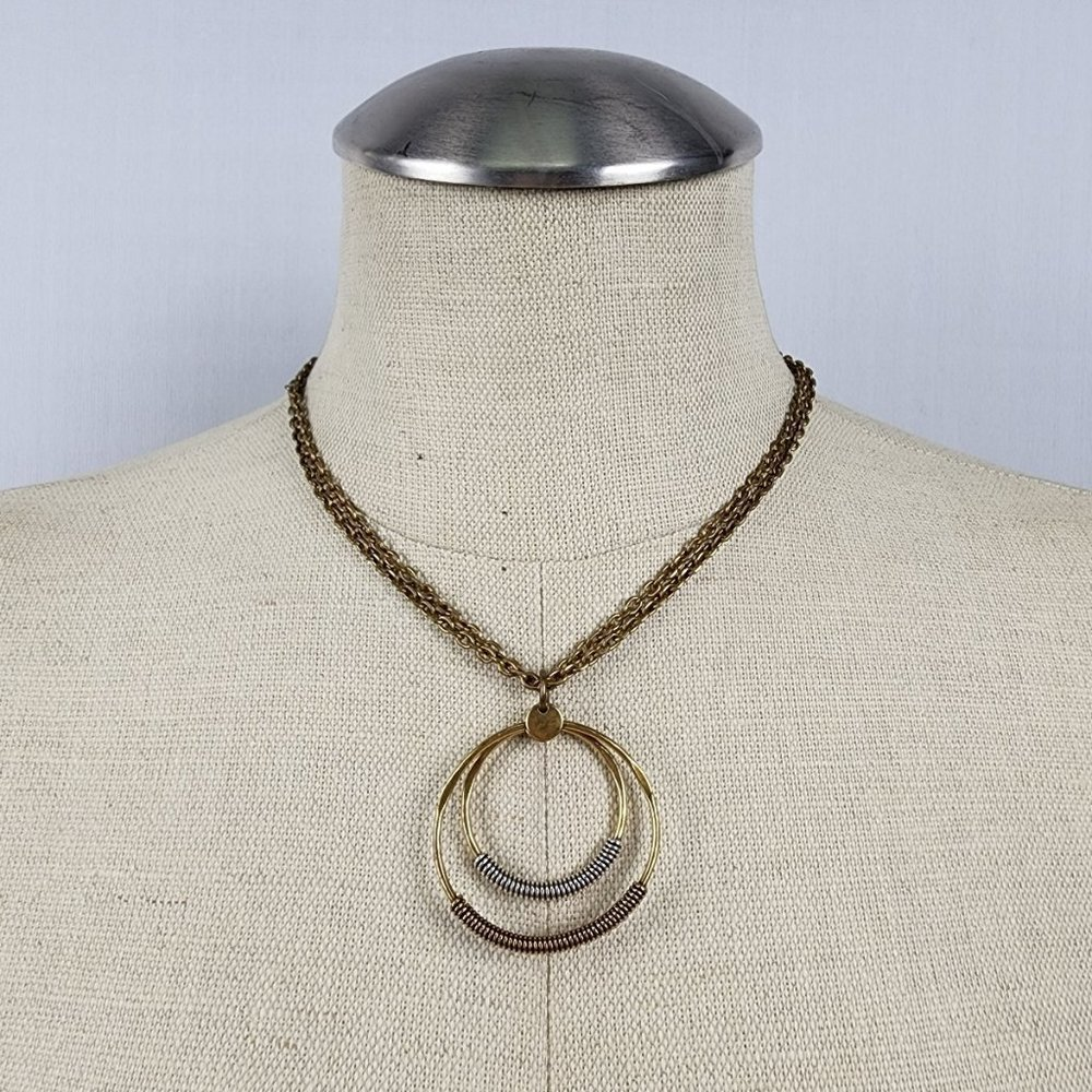 BAYER SF Bronze Necklace Multi Tone Pendant Chain